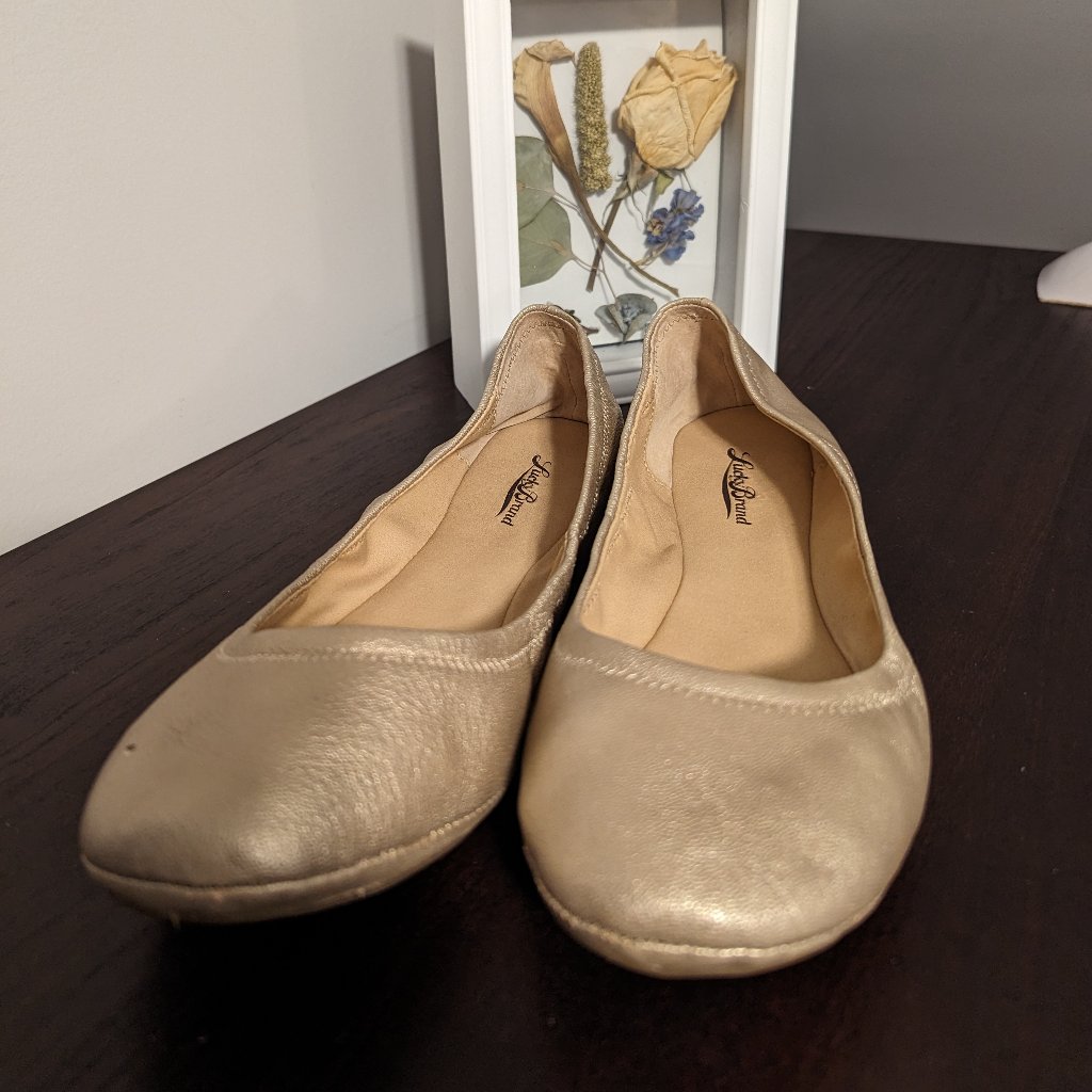 Womens Size 11m Lucky Brand Platinum Oro Flats Womens Size 11m Lucky Brand Platinum Oro Flats